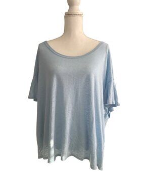 Old Navy Light Blue Coquette Ruffle Sleeve Soft Girl Top Coastal Chic Shirt 3X